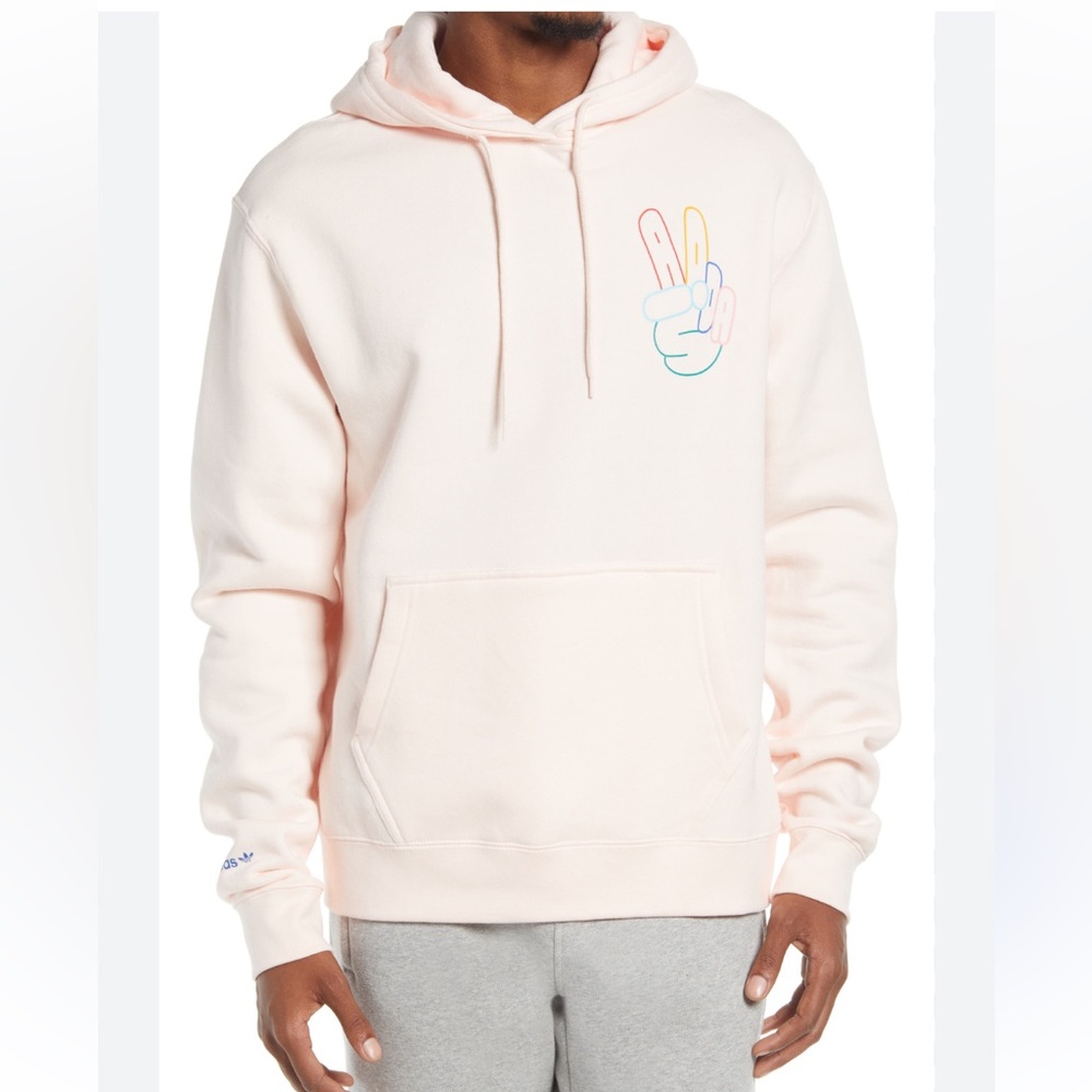 Adidas Size Medium Men's Light Pink Logo Hoodie